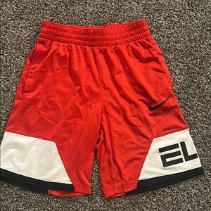 Nike Red and White Athletic Shorts with Elastic Waistband